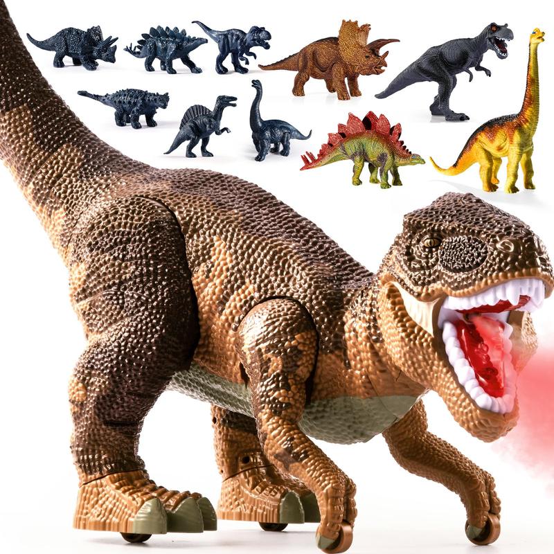 Christmas GiftLarge Dinosaur Toys , Jumbo Tyrannosaurus Rex with Mist Spray, Lights and Sounds, One Big T-rex Stored 4 Dinosaurs and 6 Mini Dinos