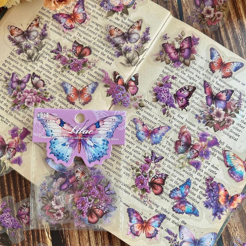 Butterfly Pattern Sticker, 30pcs pack Scrapbooking & Journal Making Material Paper, DIY Decorative Sticker For Stationery Computer Water Bottle