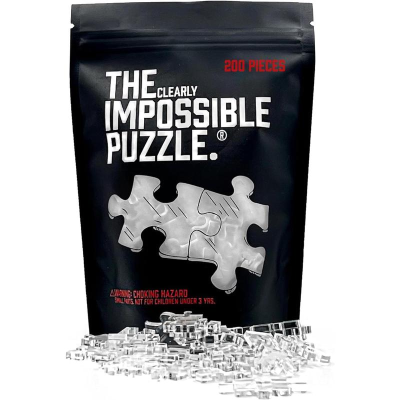 The Clearly Impossible Puzzle (R) 100, 200, 500, 1000 count Hard Puzzle for Adults Cool Difficult Puzzles Clear Hardest Puzzle - Difficult Funny Puzzle for Adults (200)