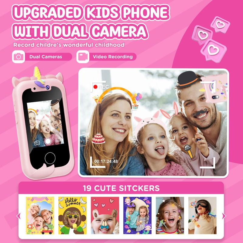 Kids Smart Phone Girls Toy: Christmas Birthday Gifts for Girls Age 3-10 - Working Real Play Cell Phone - Toddler Toy Learning Phone (Pink)