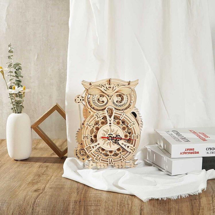 ROKR 3D Wooden Puzzle for Adults Owl Clock Model Kit Desk Clock Home Decor Unique Gift for Kids on Birthday Christmas Day