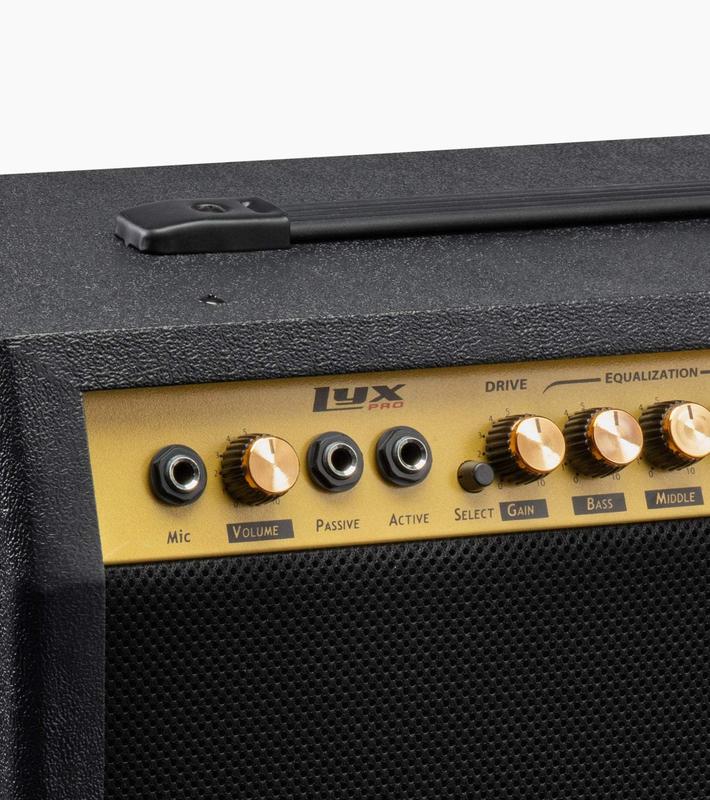 LyxPro 40-Watt Electric Guitar Amplifier with EQ Controls, Built-in Drive and Delay, Headphone Jack and Microphone Input - Ideal Choice for Music Sessions