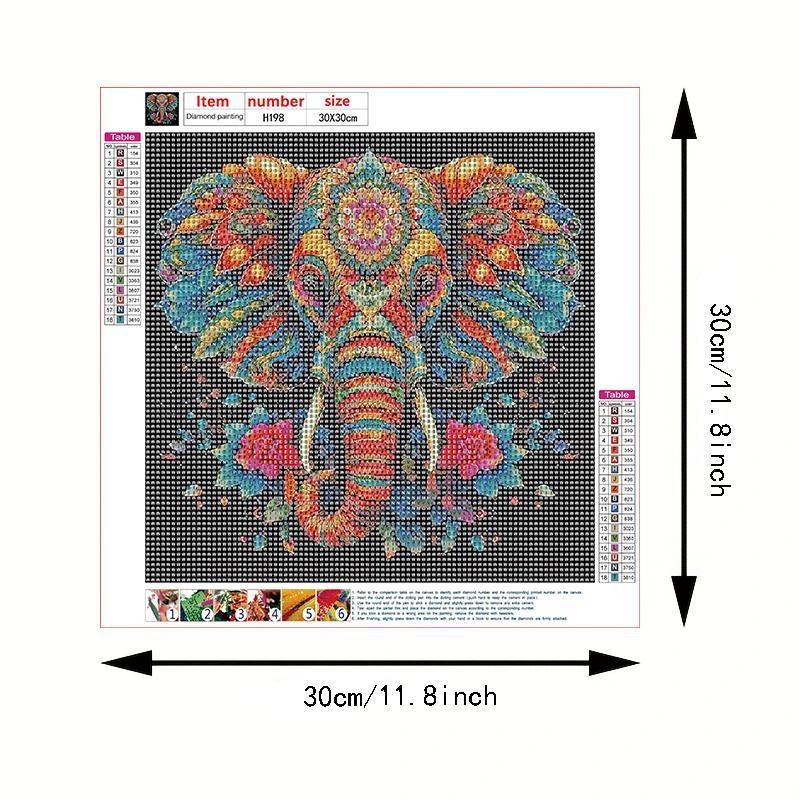 Colorful Elephant & Flower Pattern DIY 5D Diamond Arts Colorful Painting Kit, Decorative Painting without Frame, Wall Art Decor for Living Room