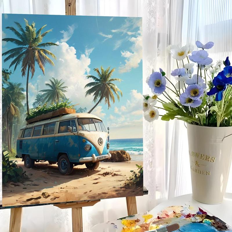 Beach Scene Pattern DIY Painting By Numbers Kit Without Frame, 1 Set DIY Paint By Numbers Kit, Wall Art Decoration for Home Living Room Bedroom