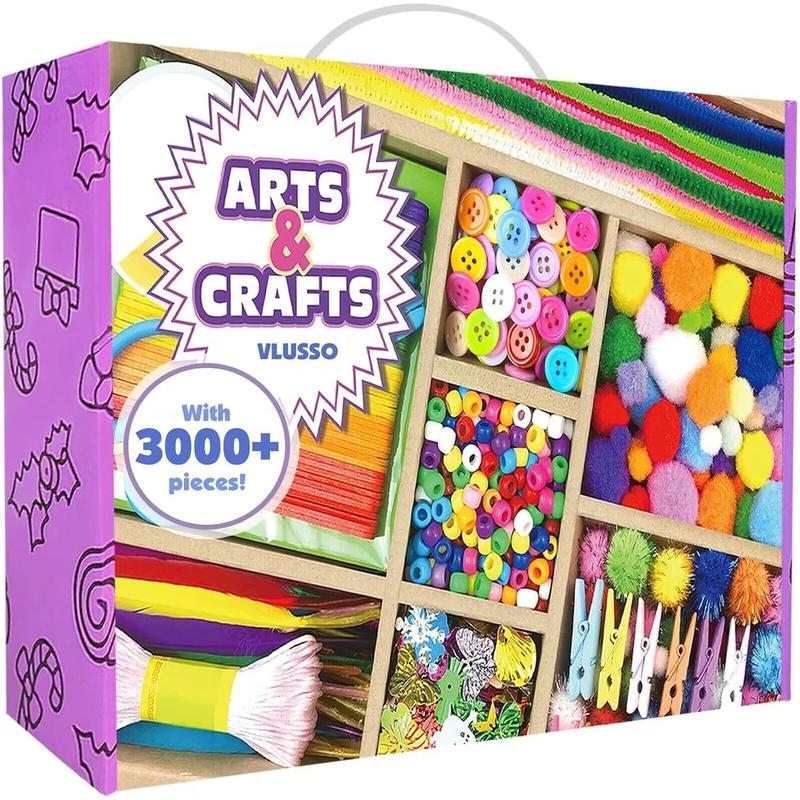 3000Pcs DIY Arts and Crafts Supplies Kit for Kids - Kids Craft Kits Art Supplies Material Set with Pipe Cleaner All in 1 Crafts for Kids Activity Gifts Toys for Girls Boys Age 4-6, 6-8, 8-12 years