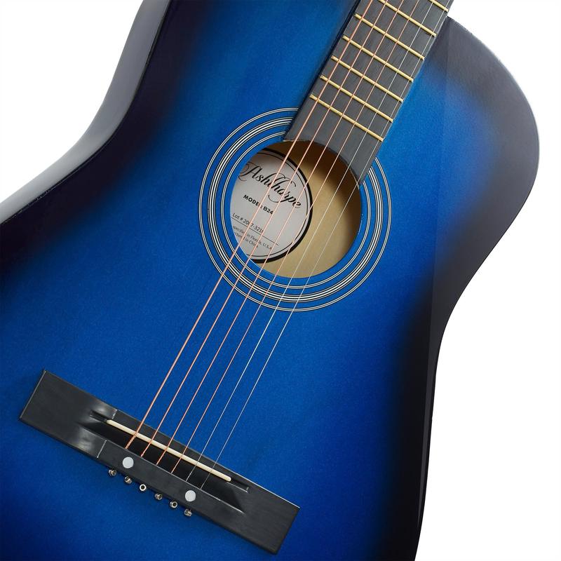 38-Inch Beginner Acoustic Guitar Starter Package, Blue - Zini US