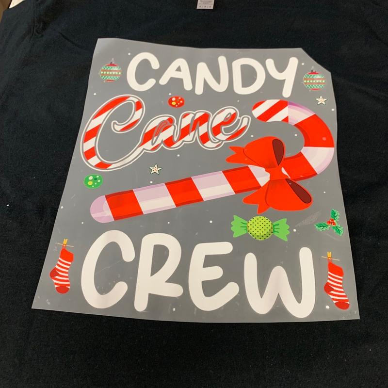 1 DTF Candy Cane Crew Ready to Press Heat Transfer 11' wide 12