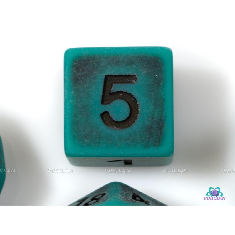 Forest Guardian | Green and Black Worn Acrylic Dice Set (7) | Dungeons and Dragons (DnD)