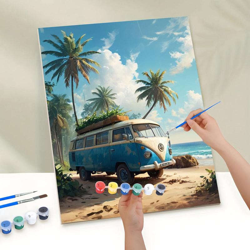 Beach Scene Pattern DIY Painting By Numbers Kit Without Frame, 1 Set DIY Paint By Numbers Kit, Wall Art Decoration for Home Living Room Bedroom