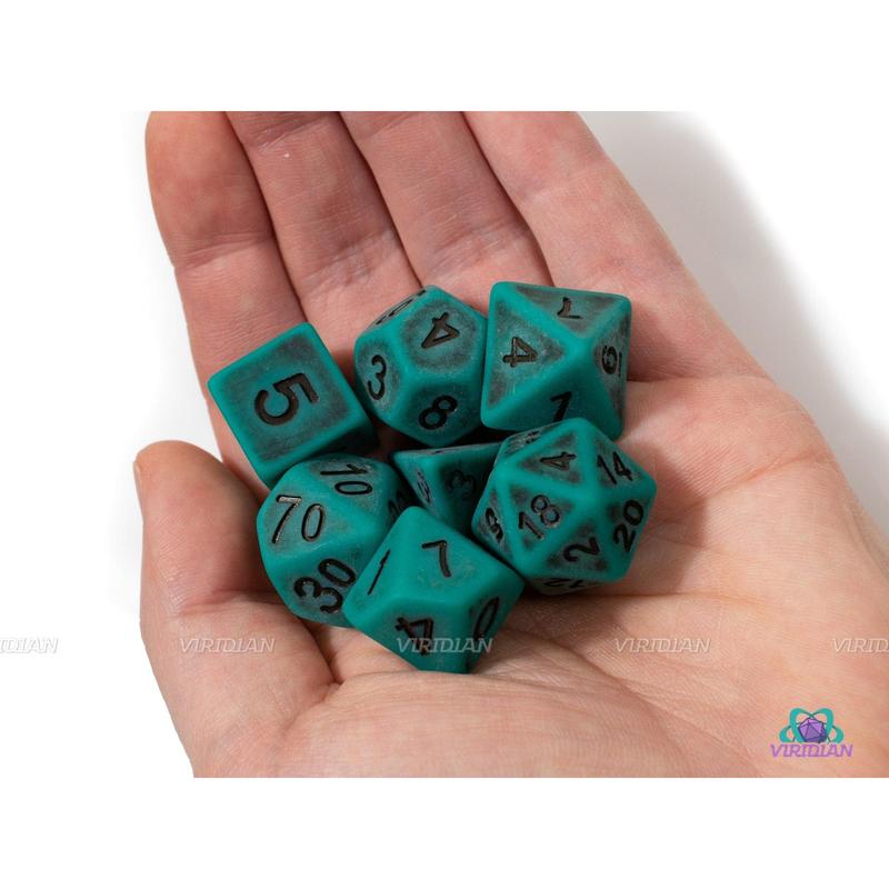 Forest Guardian | Green and Black Worn Acrylic Dice Set (7) | Dungeons and Dragons (DnD)