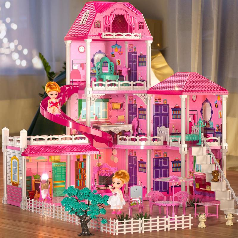 Luxury DollHouse Toys  - 3-Story 6 Rooms Dollhouse with 2 Dolls Toy Figures, Dollhouse  Toys