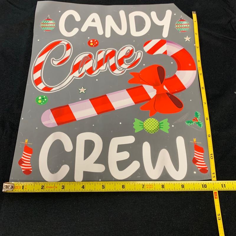 1 DTF Candy Cane Crew Ready to Press Heat Transfer 11' wide 12