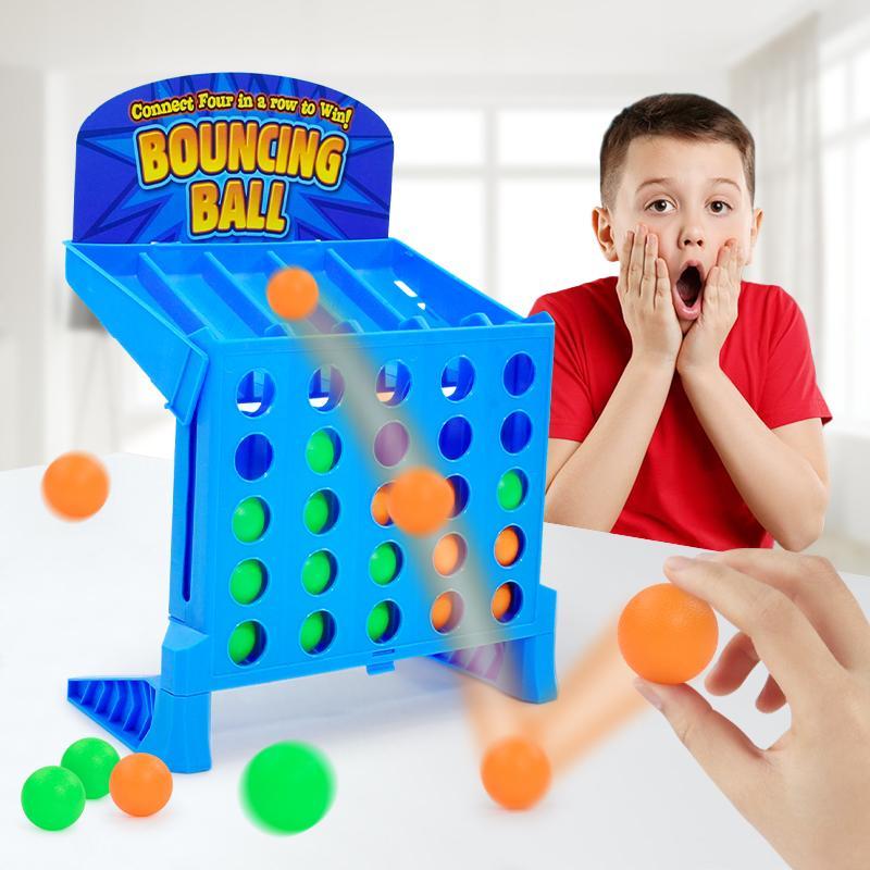 Mini Bouncing Ball Game, Fun Linking 4 Shots Game, Interactive Party Tabletop Game, Educational Creative Toy for for Family Travel Outdoor