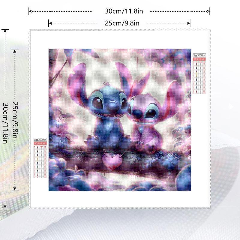 Stitch & Angel Pattern Diamond Arts Colorful Painting Kit without Frame, 5D Cartoon Diamond Decorative Art Crafts, DIY Wall Art Decoration for Gifts