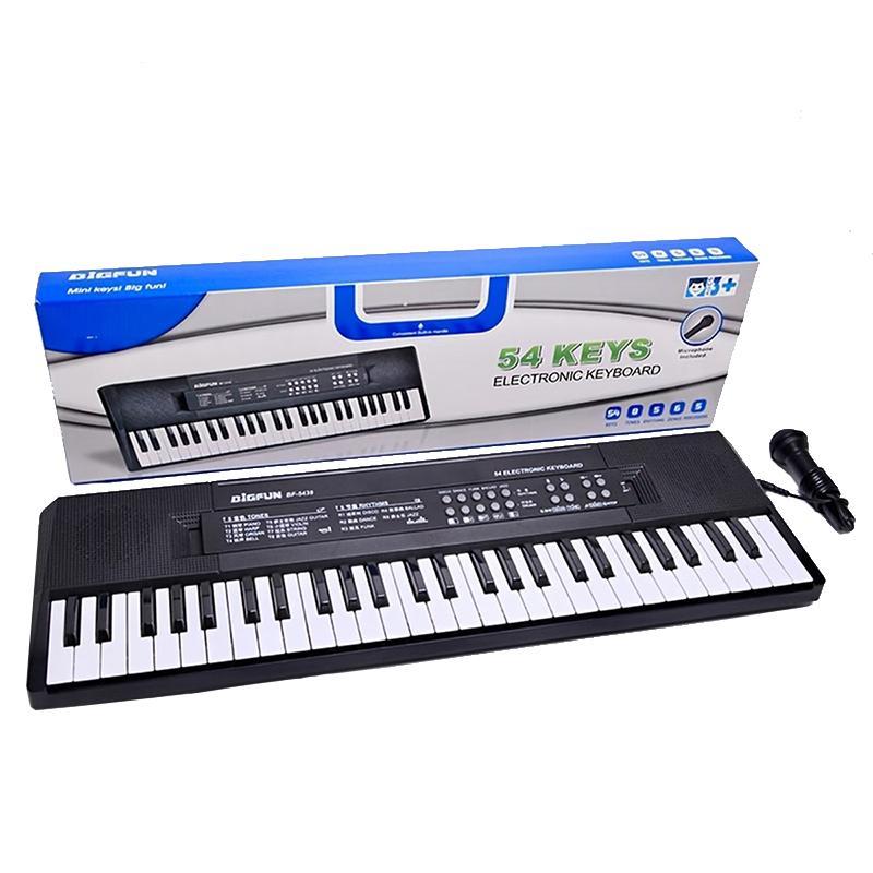 54 Keys Electric Piano Keyboard with Microphone, 1 Count Early Education Digital Music Teaching & Learning Toys Piano Instrument Toy for Kids, Musical Keyboard & Piano Toy