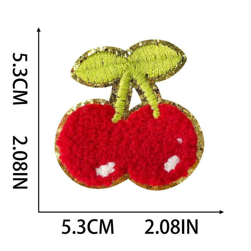 Cherry Pattern Embroidery Patch, Cute Fruit Cherry Embroidery Stitch, DIY Embroidery Supplies for Clothes, Bag, Hat, Scarf, Jacket