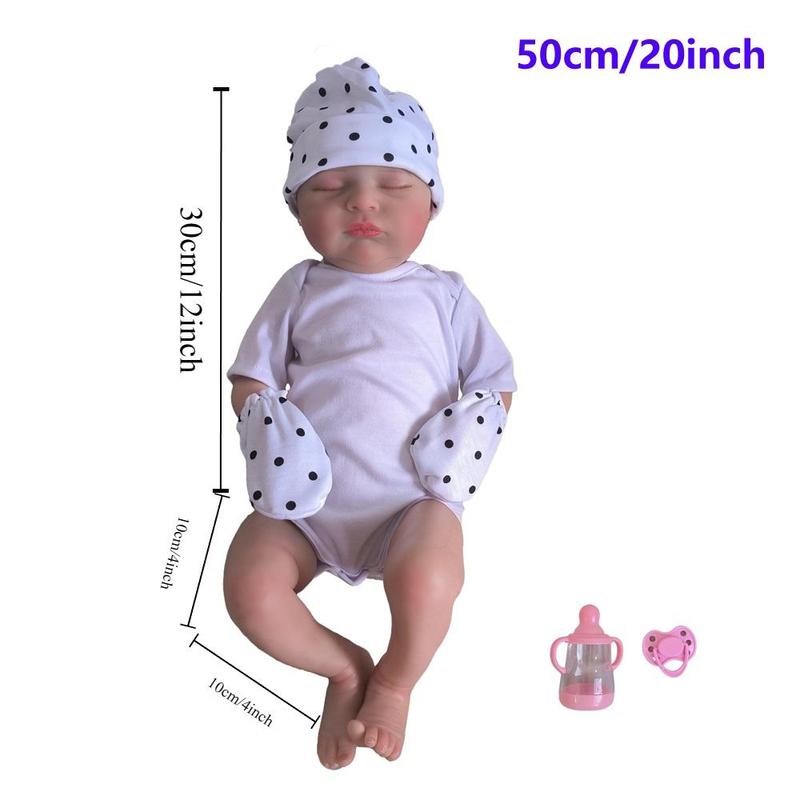 Realistic Silicone Reborn Sleeping Doll, 1 Set Cute Newborn Doll with Hand-Painted 3D Skin and Vascular Vein & Accessories, Birthday Gift for Child